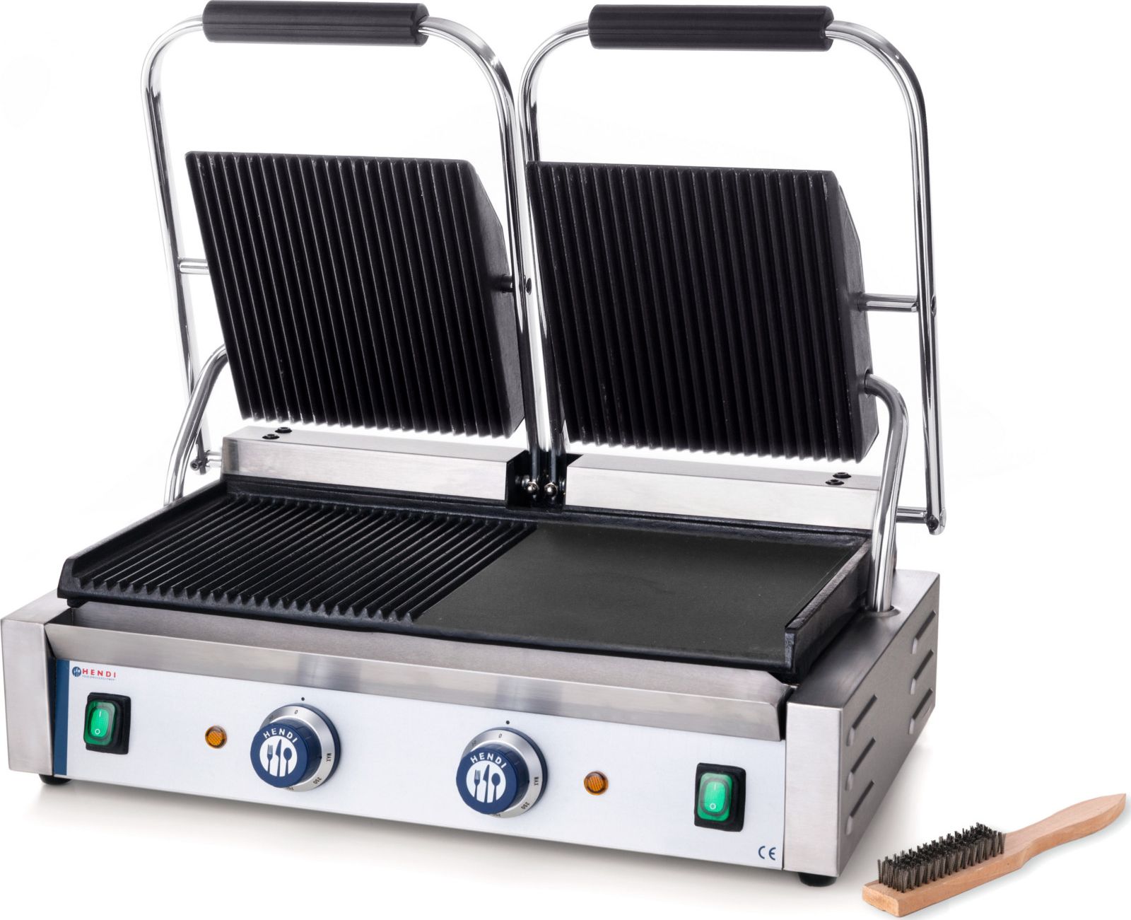 Hendi Kontakt grill kontaktowy podwójny góra ryflowana dół gładki 3600W - Hendi 263907 Kontakt grill kontaktowy podwójny góra ryflowana dół gładki 360
