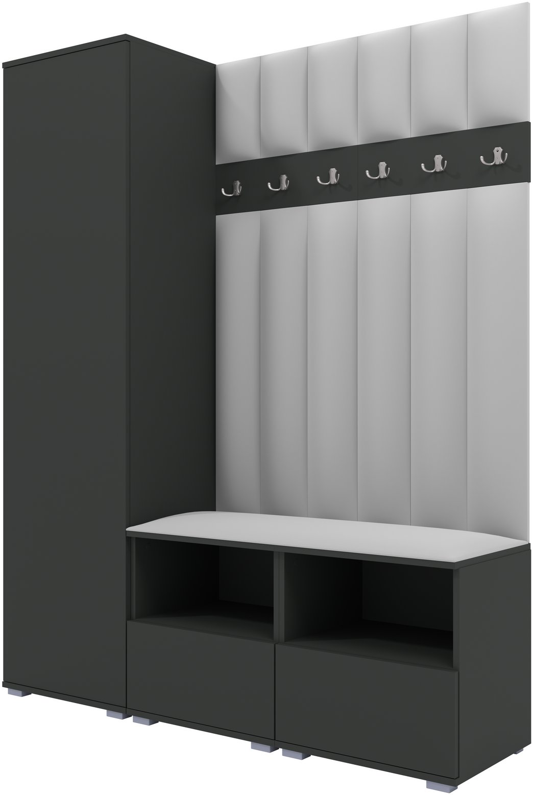 Tapicerowana garderoba Nela II LUX - kolor grafit + tkanina Trinity 32