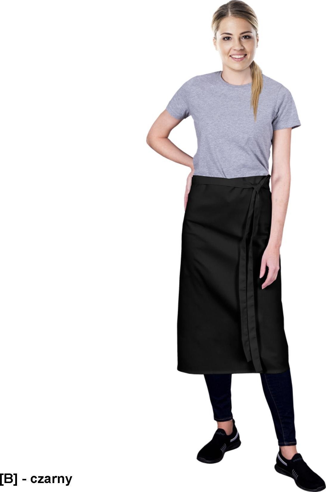 R.E.I.S. FZAP - fartuch typu zapaska gastronomiczna kelnerska długa - czarny - 5 rozmiarów. 100x100 cm