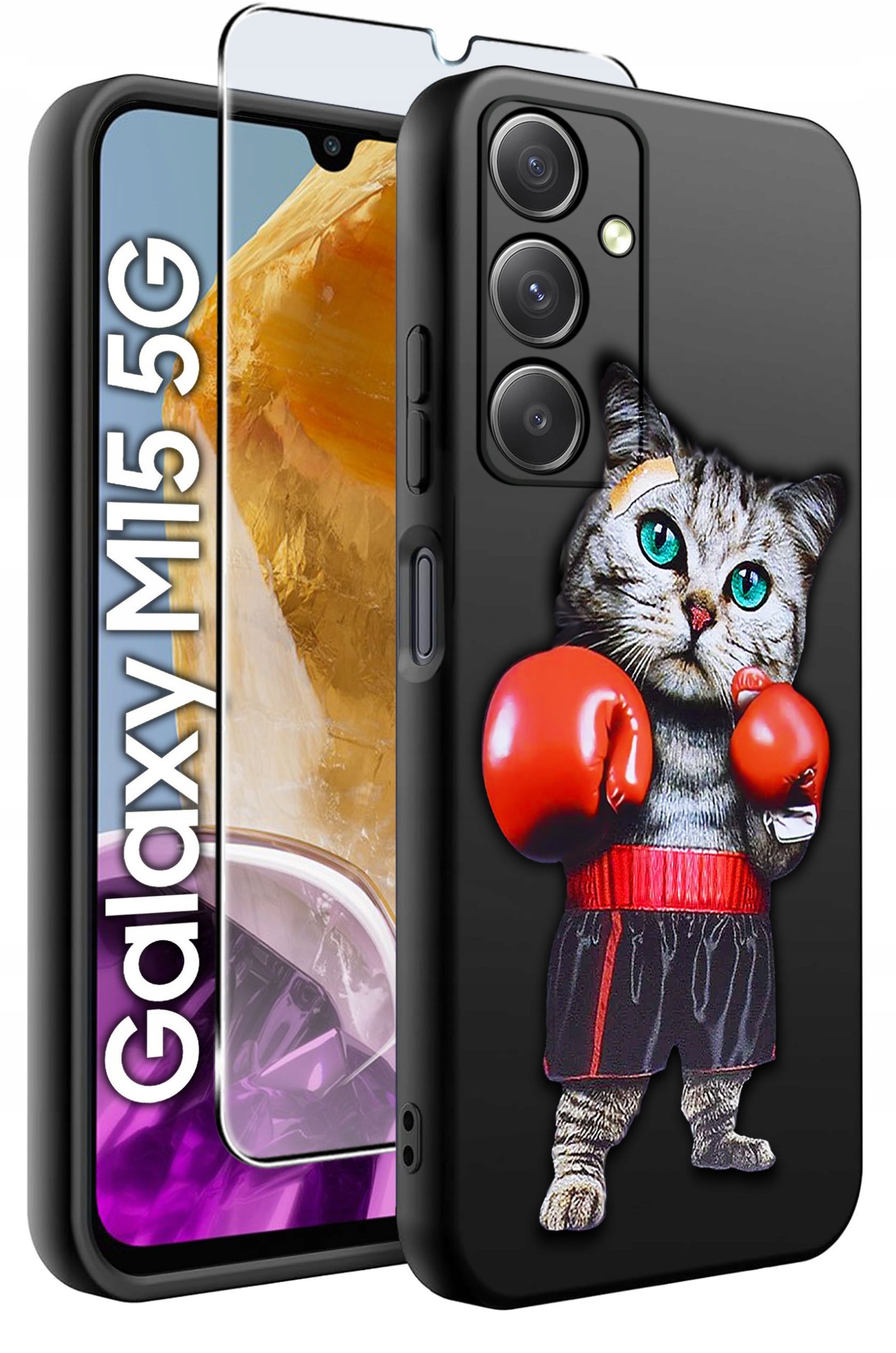 ETUI do Samsung M15 5G WZORY | SILIKONOWE MATT CASE + SZKŁO HARTOWANE 9H