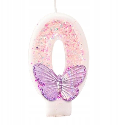 Świeczka Urodzinowa Na Tort / MOTYLEK / Świeczki na Urodziny / CYFRA 0