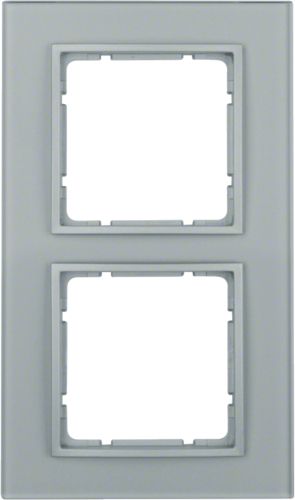 Berker Ramka podwójna B.7 szkło pozioma szklana aluminium złoty (10126414)