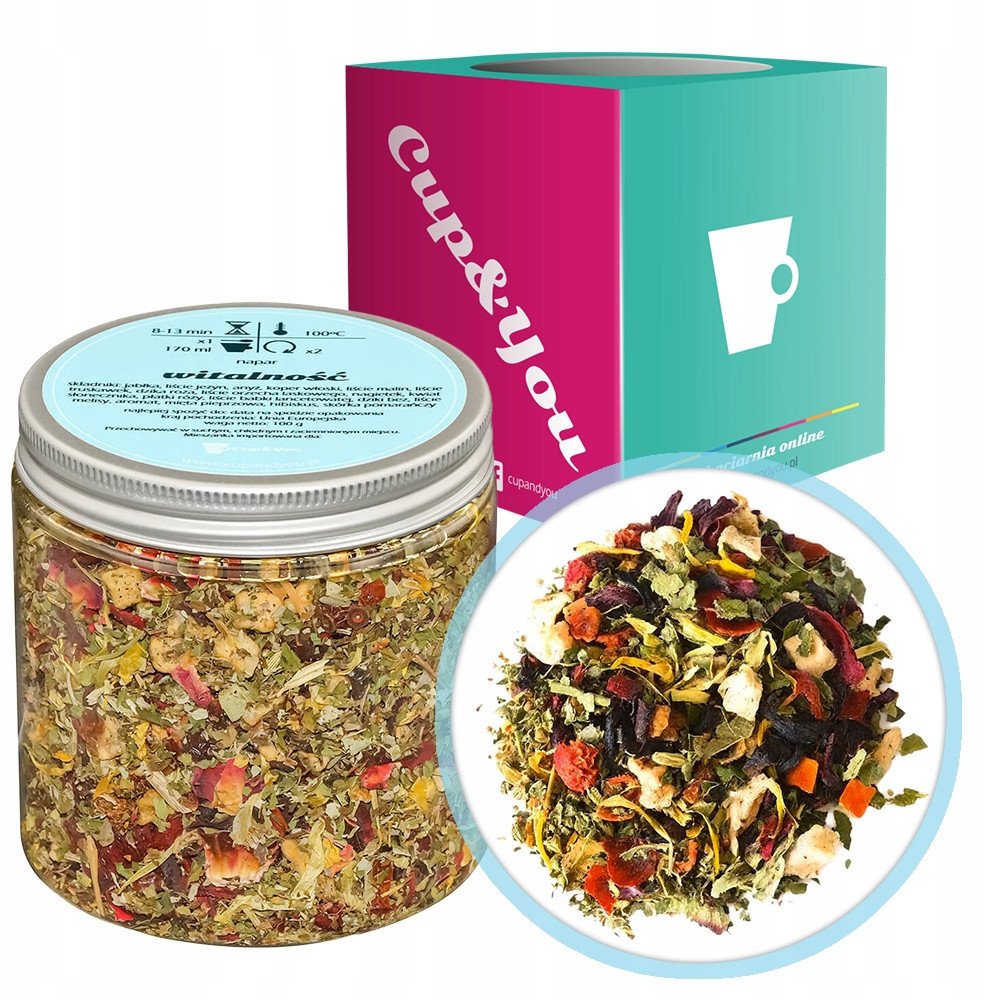 WITALNOŚĆ ziołowa dawka witamin na odporność dzika róża hibiskus anyż 100g - herbata sypana liściasta napar ziołowy PREMIUM Cup&You