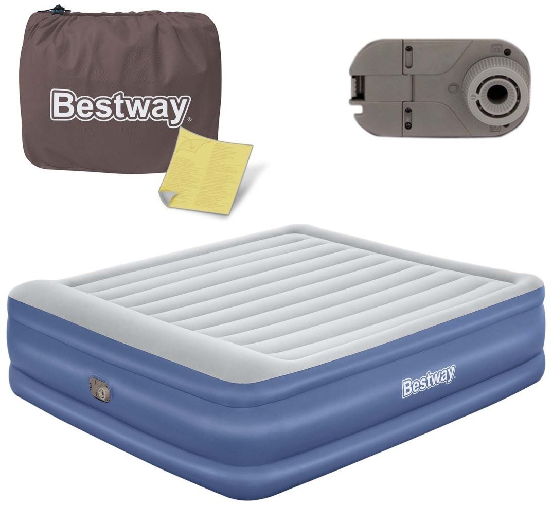 Materac dmuchany 203 x 193 x 56 cm z wbudowaną pompką elektryczną Bestway 67692 EDUKAMP