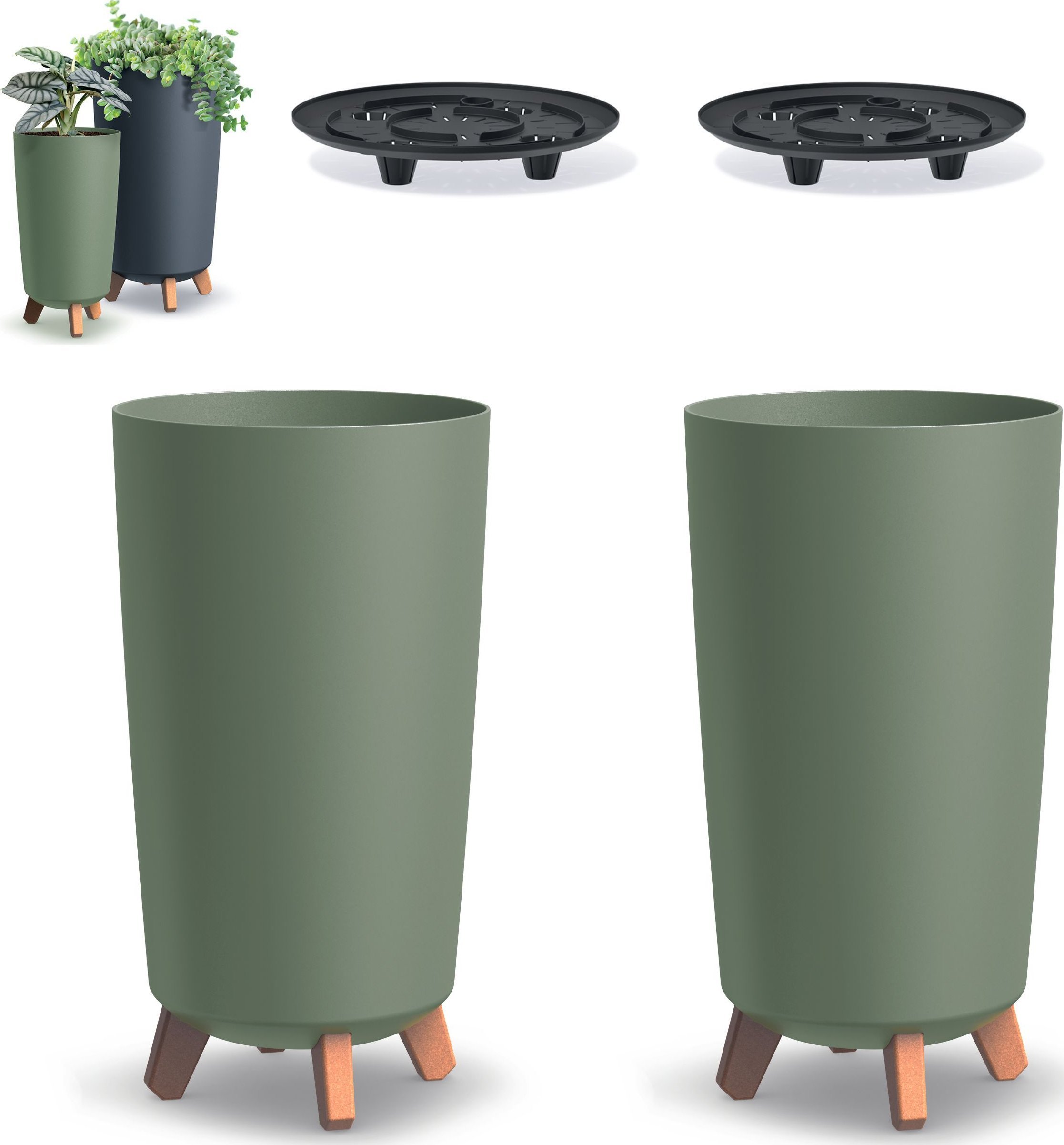 Prosperplast 2x Doniczka okrągła na nóżkach GRACIA TUBUS DGTL240