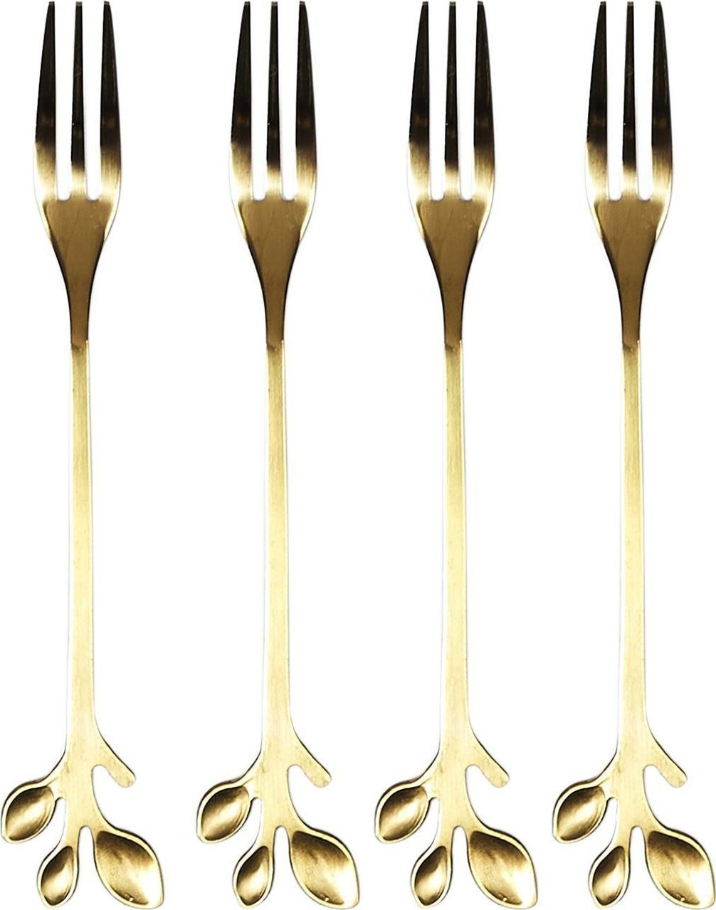 Intesi INTESI ZESTAW 4 ZŁOTYCH WIDELCÓW DO DESERÓW LISTKI