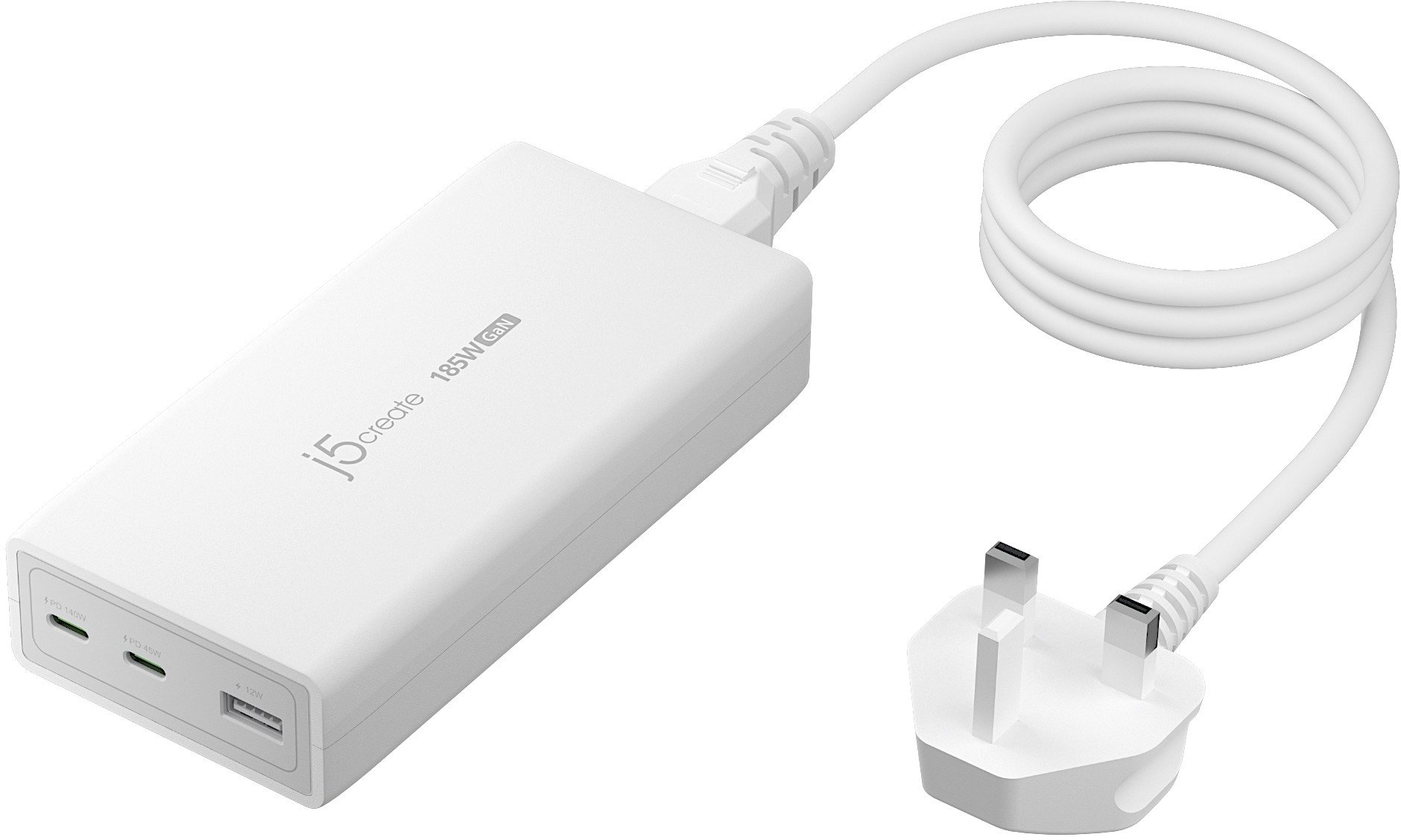 j5create JUP37185W-FN ładowarka do urządzeń przenośnych Uniwersalne Biały Prąd przemienny Szybkie ładowanie Wewnętrzna