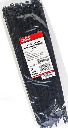 Organizer Erko Opaska zaciskowa czarna OPK 300/4,8 UV 100szt ERKO