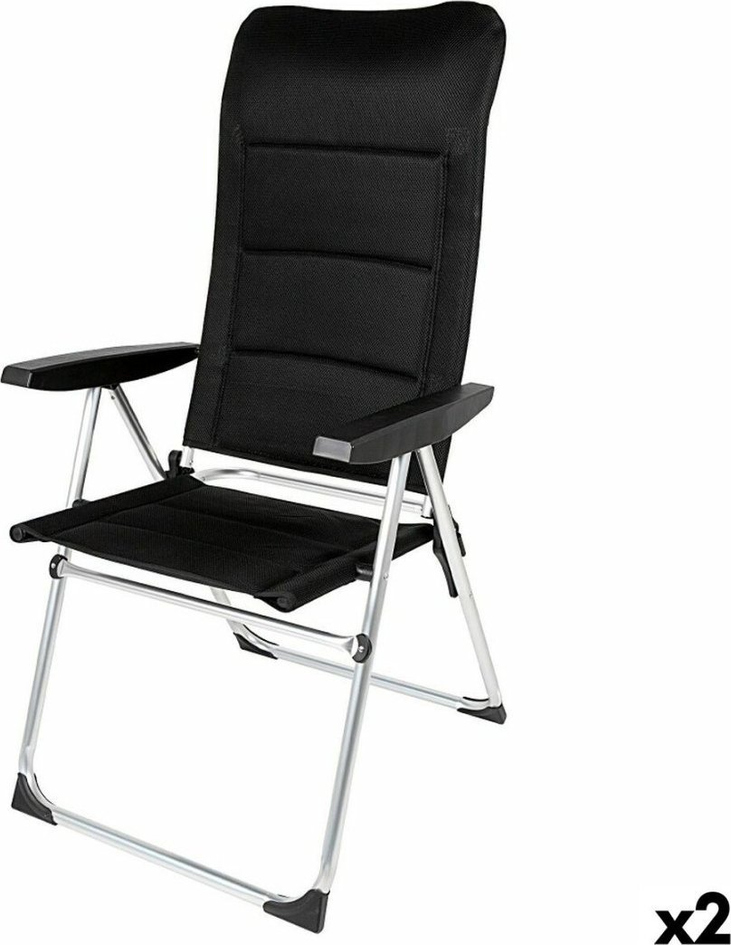 Aktive Fotel plażowy Aktive Deluxe Składany Czarny 49 x 123 x 67 cm (2 Sztuk)