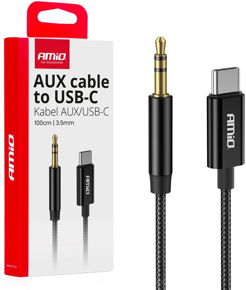 Kabel audio usb-c na aux mini jack 3.5mm 1m amio-04294