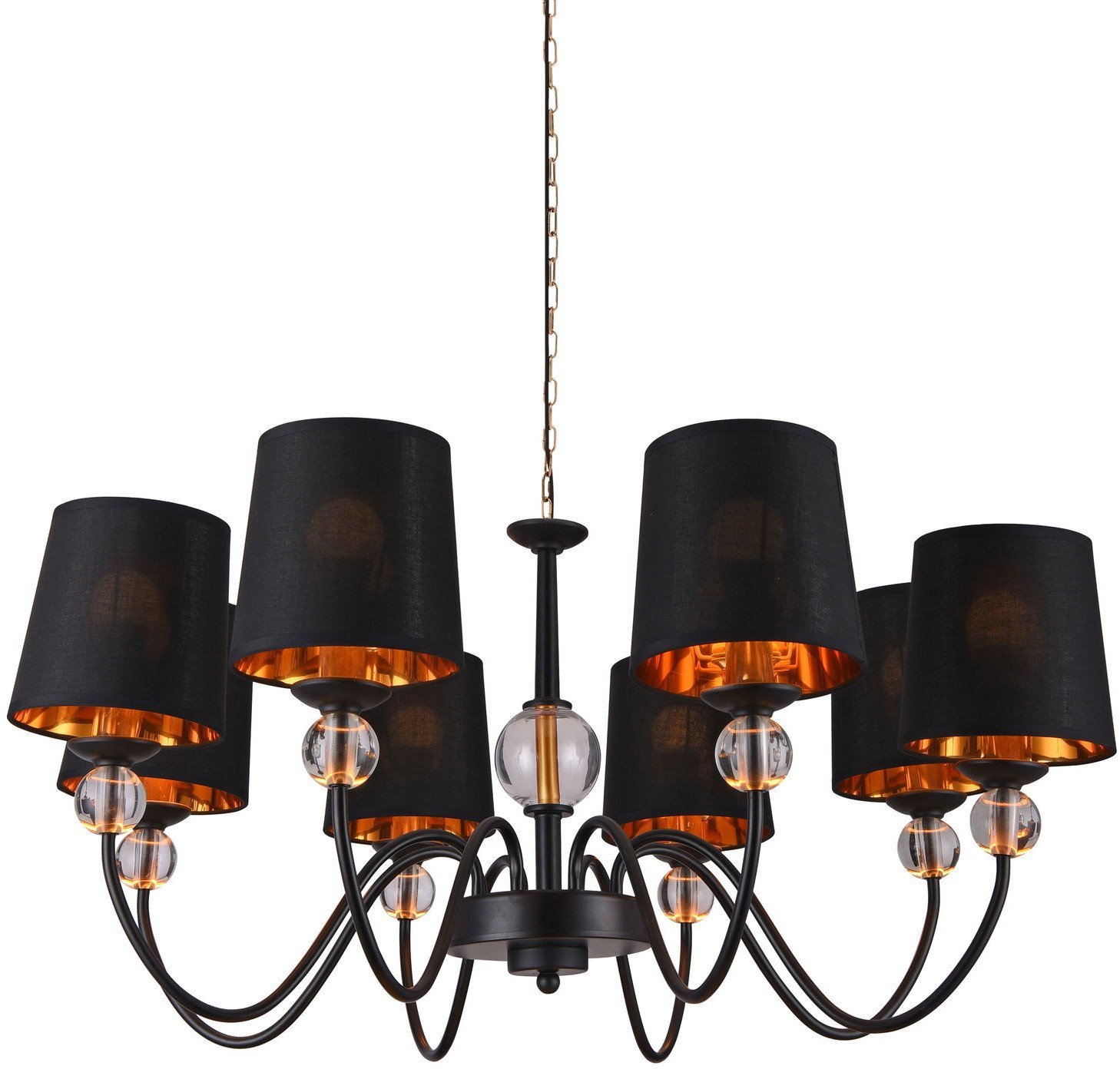 Pendant lamp G. LUX, 8 x E14, black/gold, o70 cm