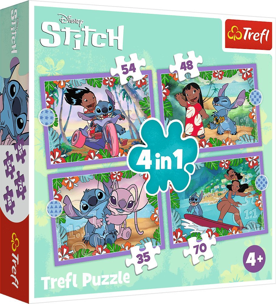 Trefl Puzzle 4w1 Lilo & Stitch Szalony dzień - łącznie 207 elementów (34633)
