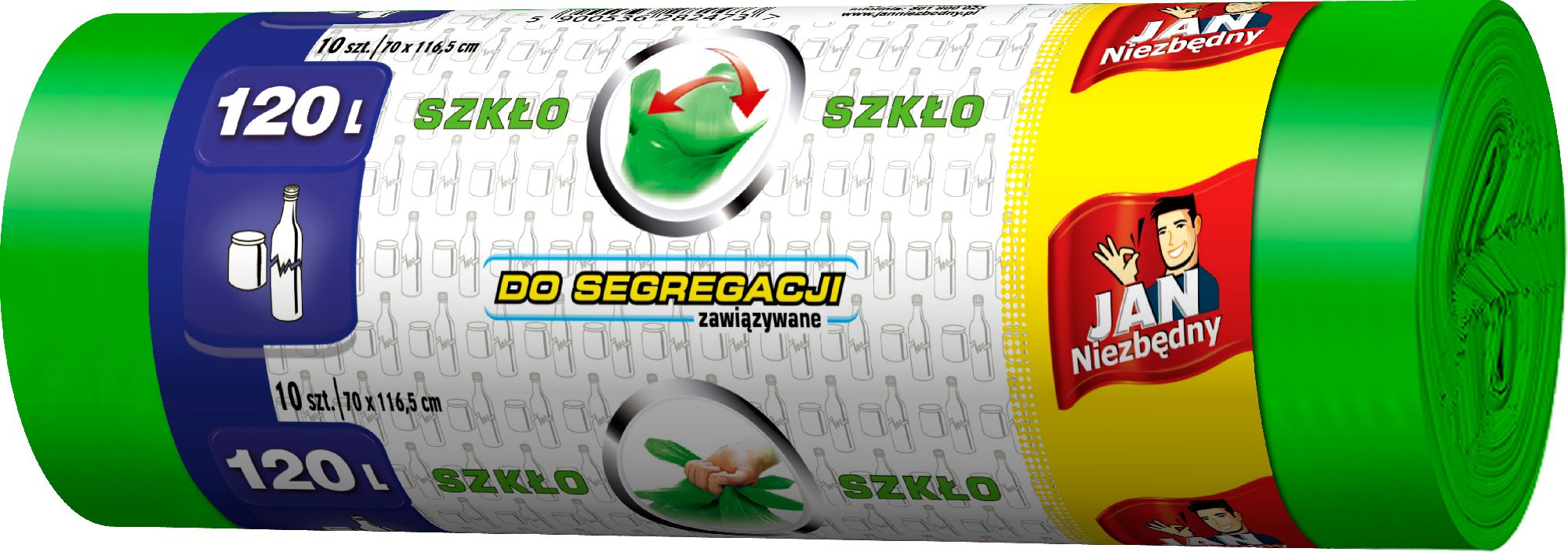 Sarantis Worki do segregacji Jan Niezbędny zielone 120L 10szt. (8571019523)