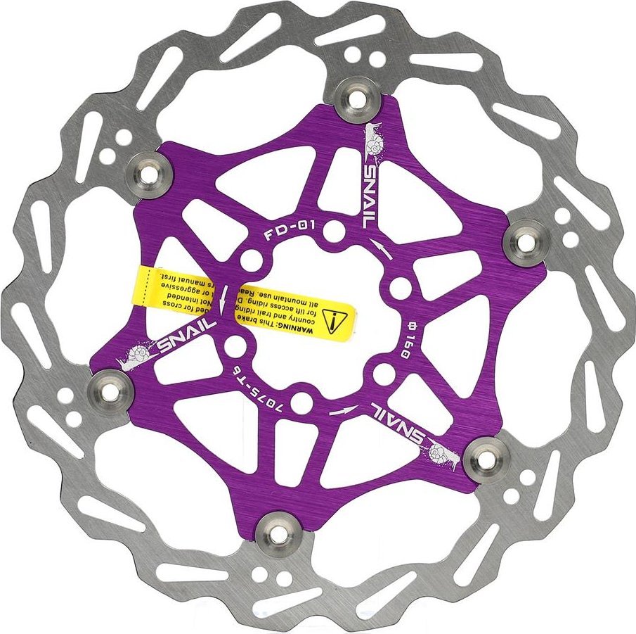 Tarcza hamulcowa Snail 160 mm, pływająca, IS (6 śrub), fioletowa