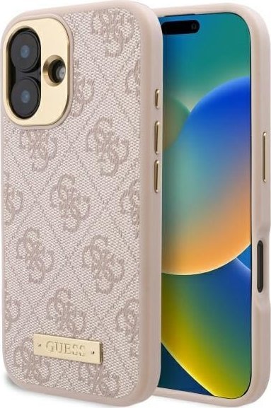 Guess Guess GUHMP16SU4GPRP iPhone 16 6.1" różowy/pink hardcase 4G Logo Plate MagSafe