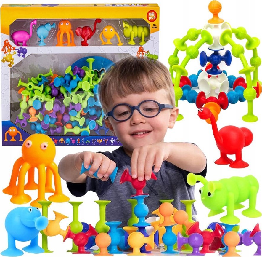 Klocki Konstrukcyjne Silikonowe Przyssawki 96 El