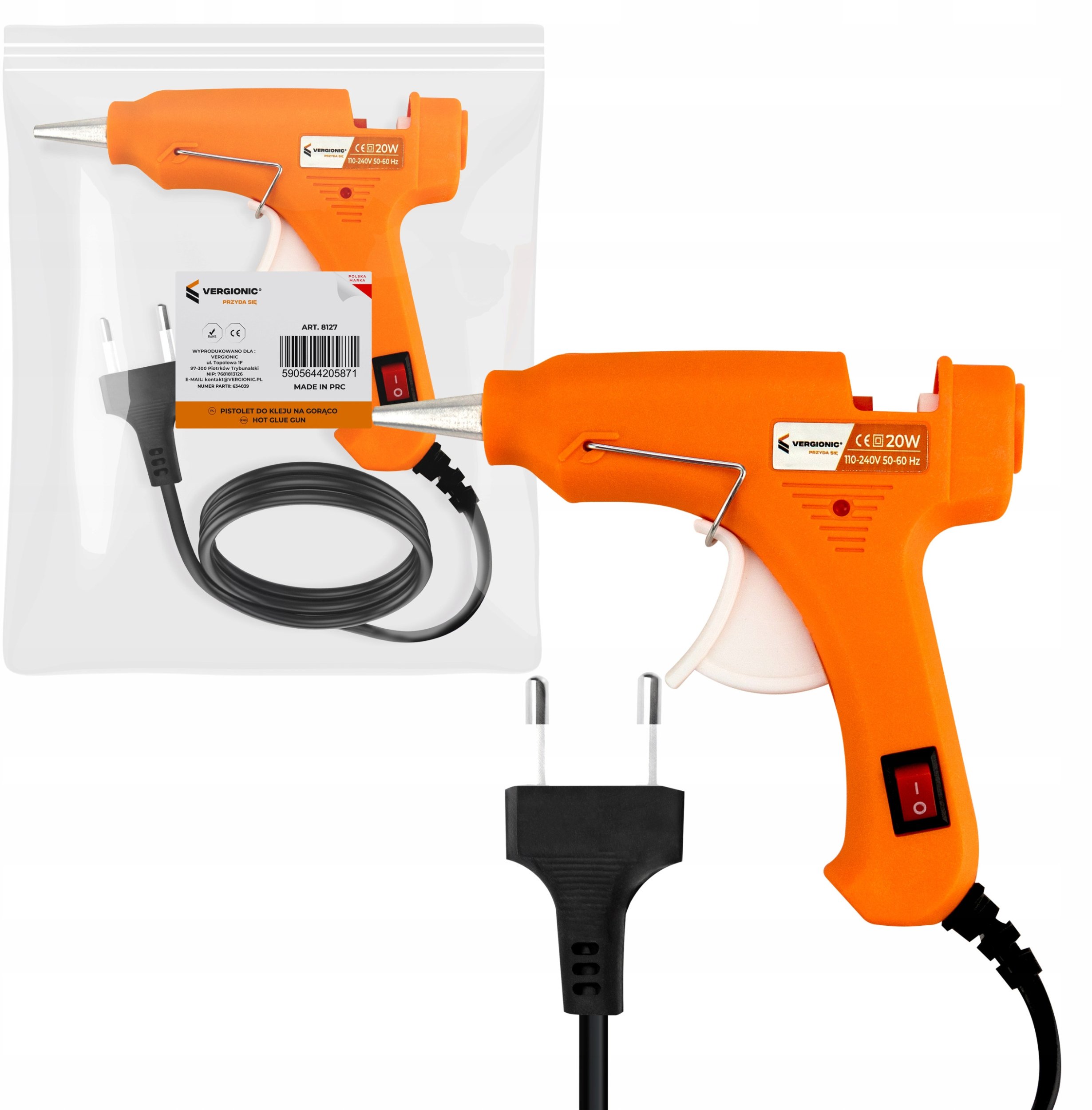 Pistolet do kleju na gorąco do klejenia, na klej, wyciskacz, klejarka 20W