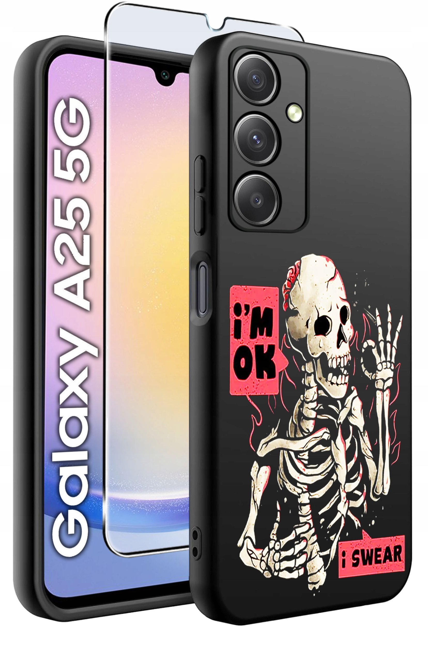 ETUI do Samsung A25 5G WZORY | SILIKONOWE MATT CASE + SZKŁO HARTOWANE 9H