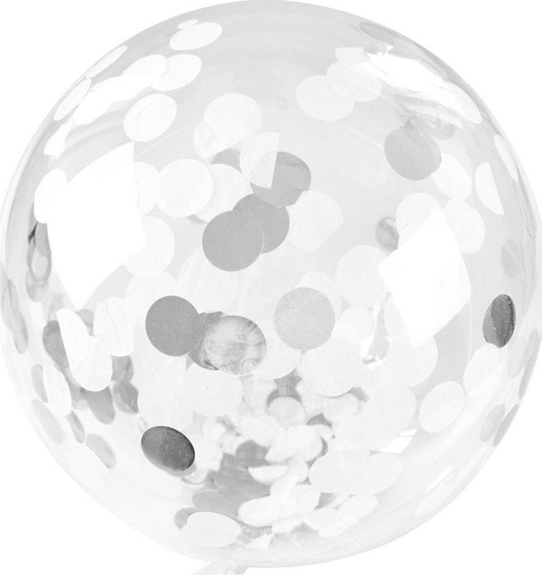 Arpex Balon transparentny z konfetti Celebrate srebrne