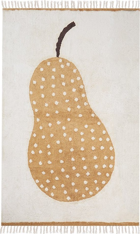 Beliani Dywan dziecięcy bawełniany motyw gruszki 140 x 200 cm złamana biel
