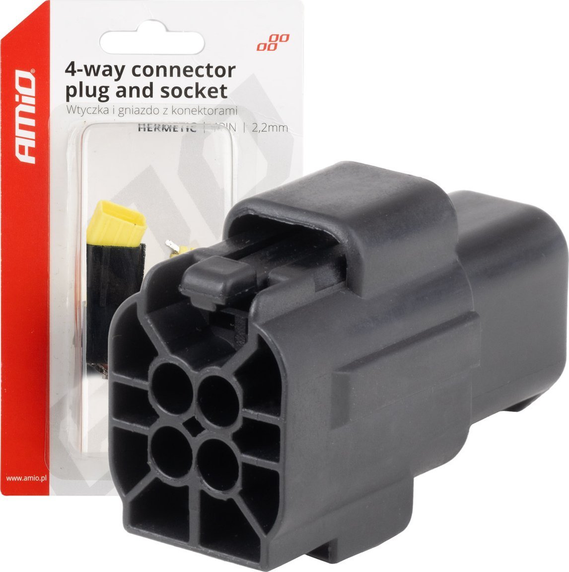 Złącze elektryczne wodoodporne zestaw 4 pin 2.2mm amio-04348