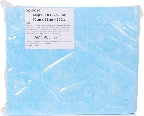 Activeshop Jednorazowe chusty-myjki zabiegowe 100 szt. soft&scrub 20 x 25 cm
