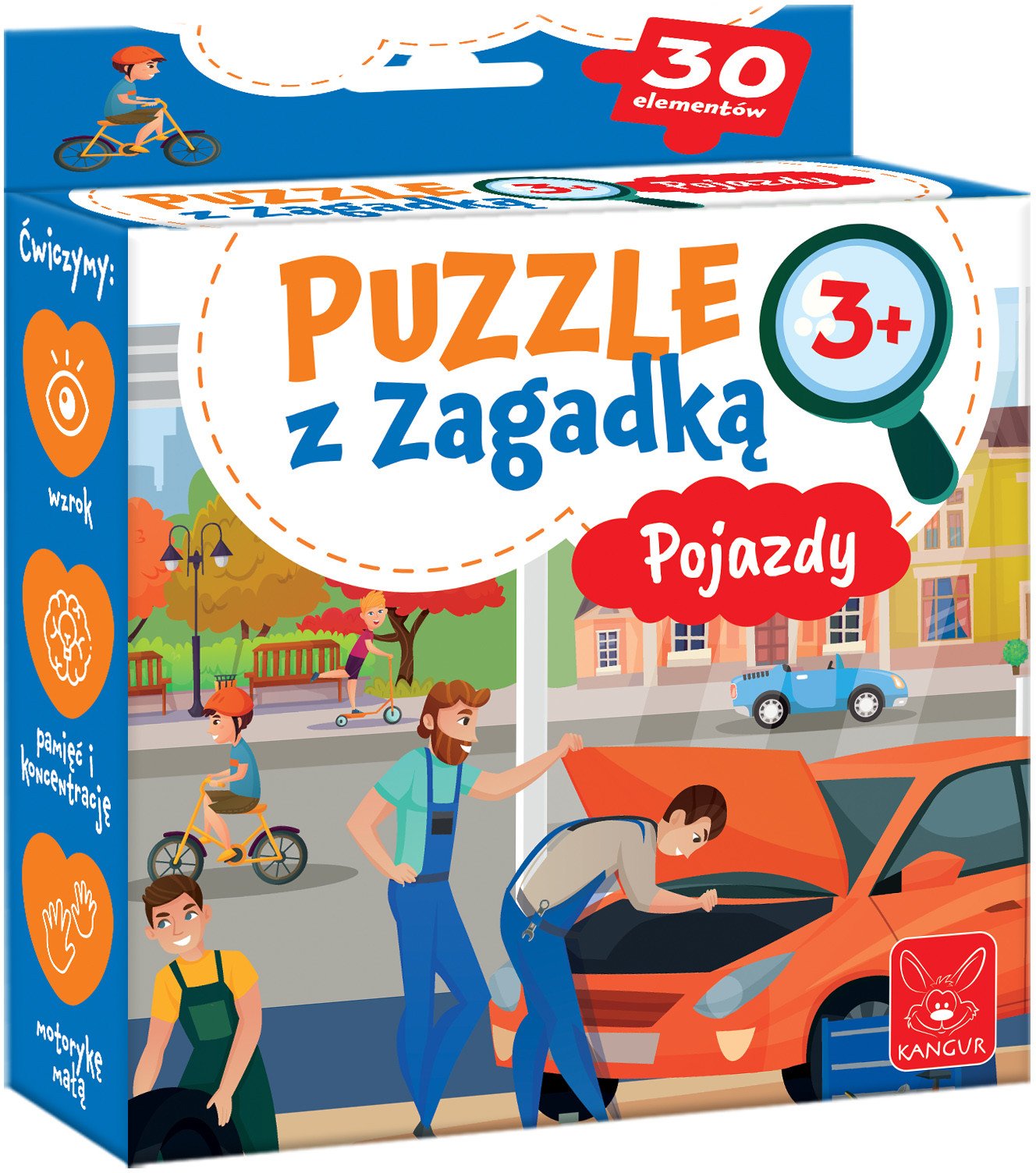 Puzzle z zagadką Pojazdy 3+