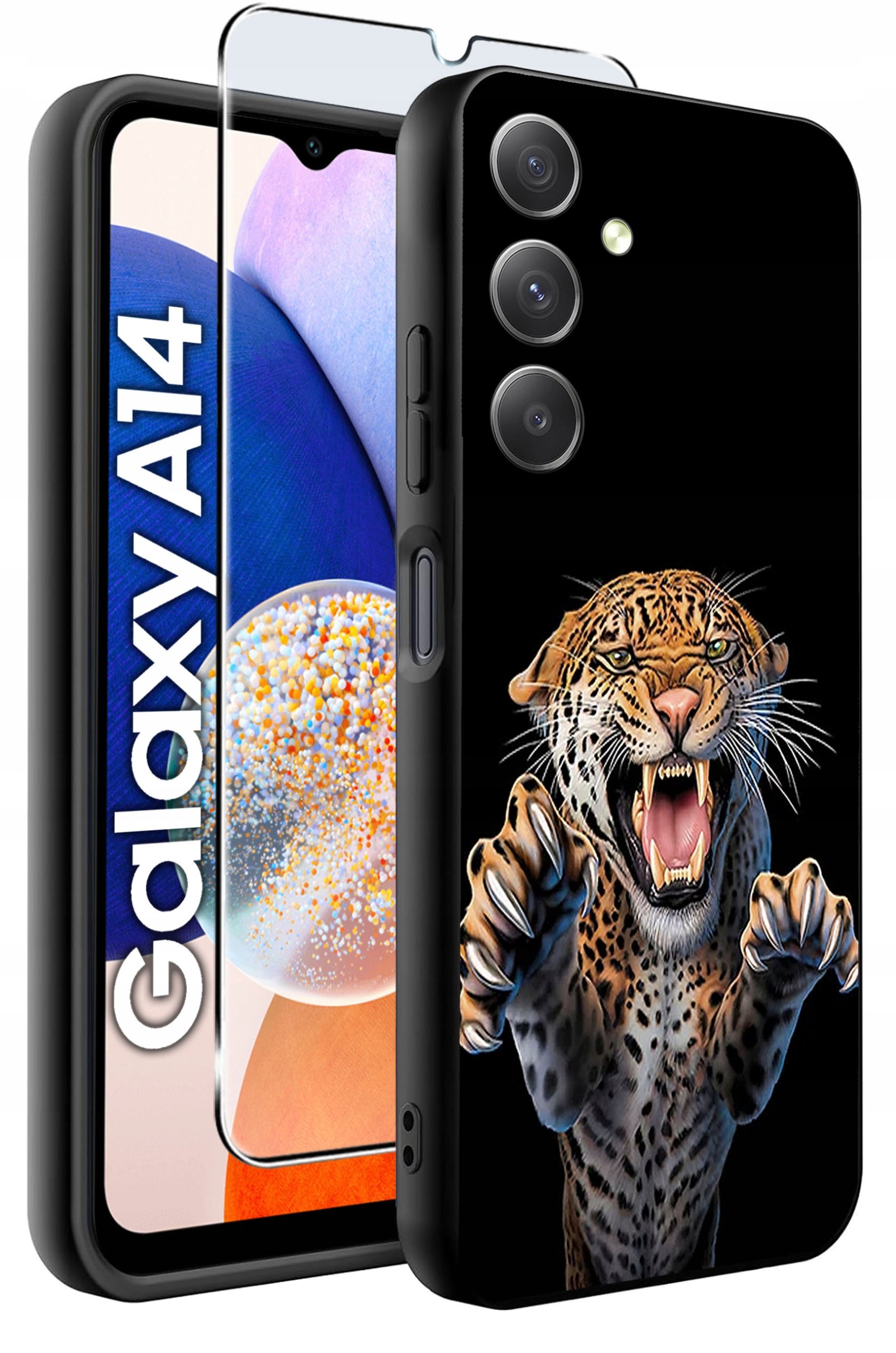 ETUI do Samsung A14 5G WZORY | SILIKONOWE MATT CASE + SZKŁO HARTOWANE 9H