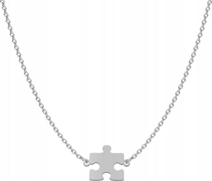 Radziszewska Jewellery Naszyjnik Srebrny z Puzzlem Puzzel Łańcuszek 925 Prezent GRAWER GRATIS