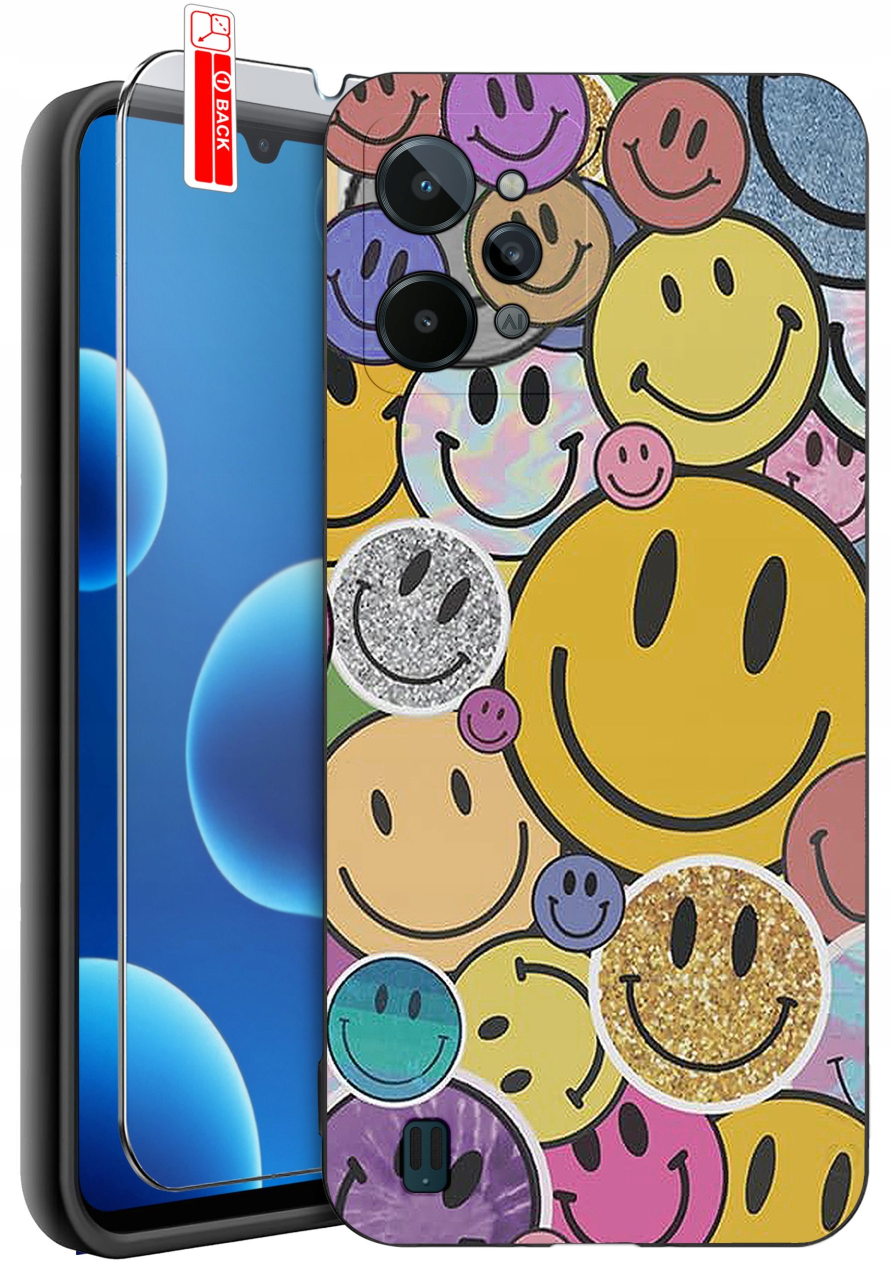 ETUI do Realme C31| WZORY | SILIKONOWE MATT CASE + SZKŁO 9H