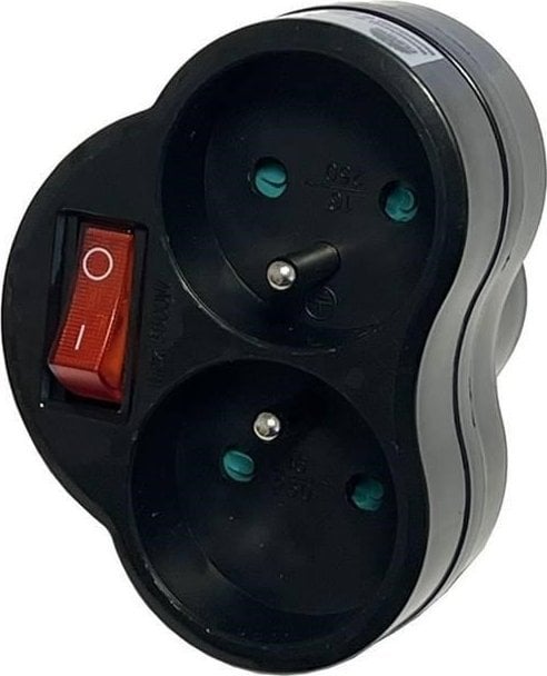 Konnoc DX-R2S rozbočka dvojzásuvka s vypínačem černá