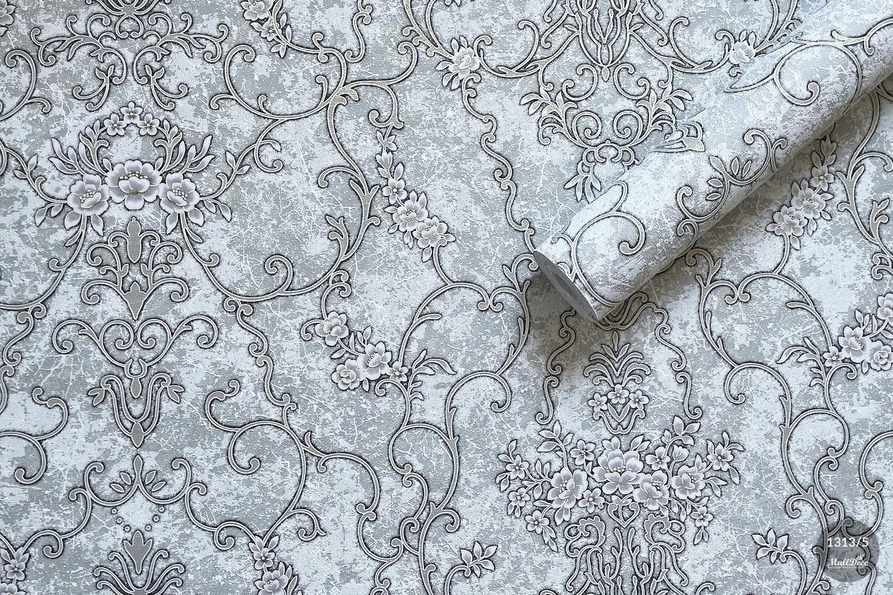 MallDeco TAPETA WINYLOWA MODEL ALBERTO DEKOR, SZARA