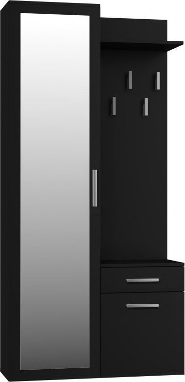 Topeshop Garderoba DUO szafa lustro czerń mat