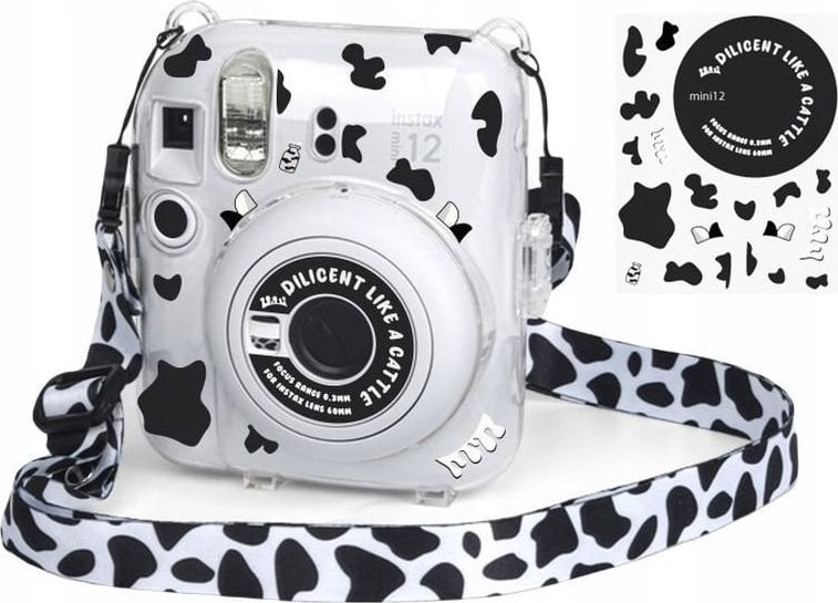 Pokrowiec LoveInstant Futerał Etui Case Pokrowiec Do Fujifilm Instax Mini 12 + Naklejki / Krówka