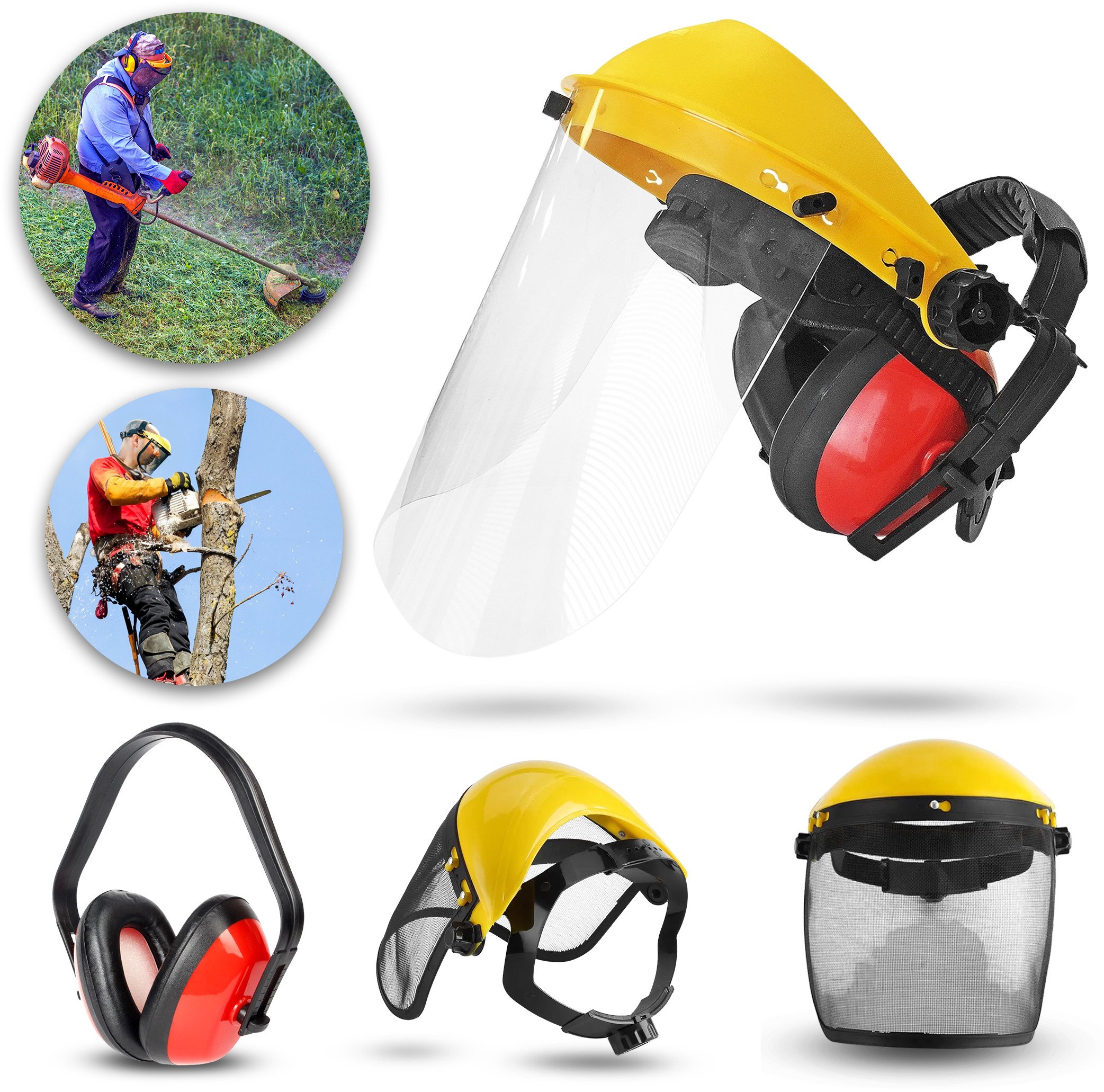 Maska przyłbica ochronna do koszenia cięcia z nausznikami Heckermann 8801