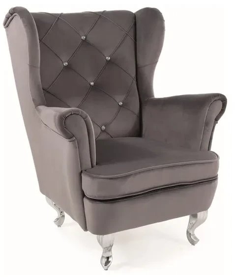 Fotel uszak dla dzieci LILI VELVET szary SIGNAL