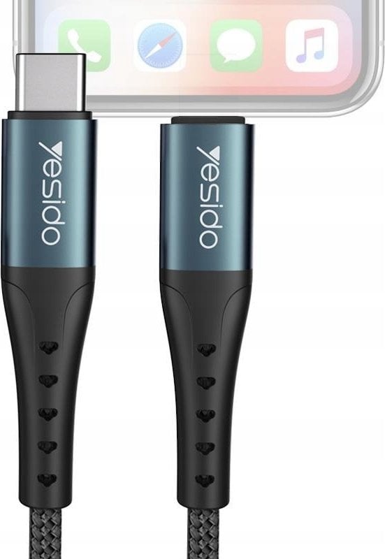 Kabel USB Yesido yesido Kabel CA64 12W Type-C/iP 1.2m 2.4A, BLACK / CZARNY
