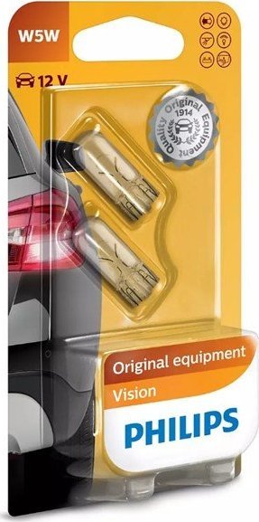 Philips ŻARÓWKA W5W 12V/5W (CAŁOSZKLANA) W2,1X9,5D BLISTER 2SZT