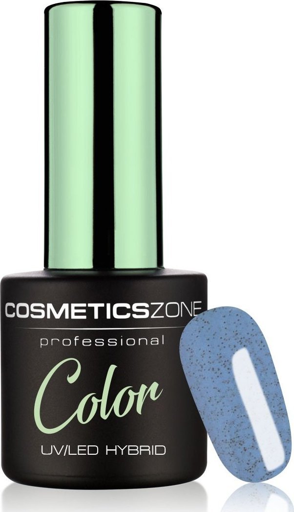 Cosmetics Zone Lakier hybrydowy hipo niebieski z czarnymi drobinkami K004 - Yummy Gummy