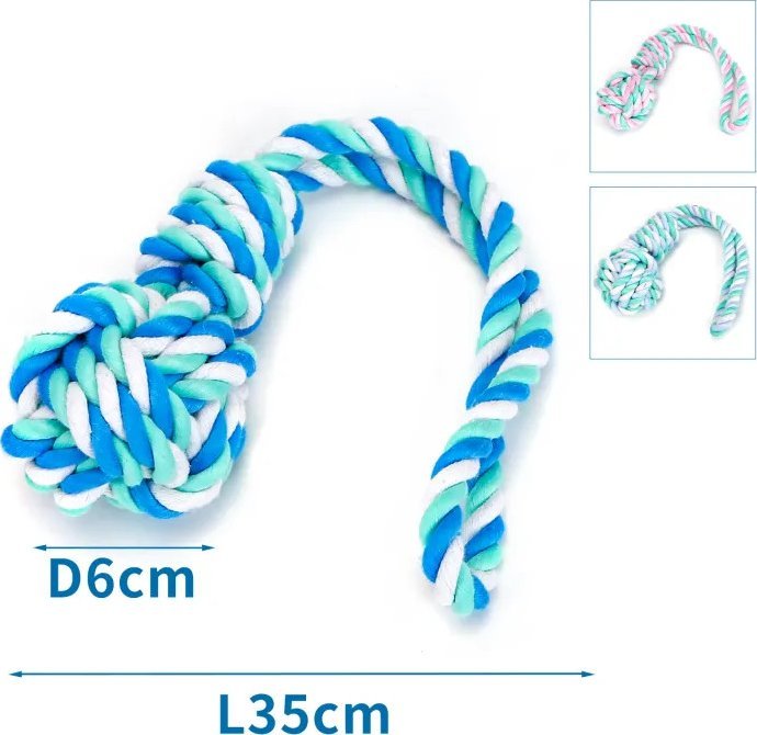 Nobleza Zabawka z bawełnianego sznura z piłką i uchwytem dla psa Zabawka z bawełnianego sznura z piłką i uchwytem dla psa