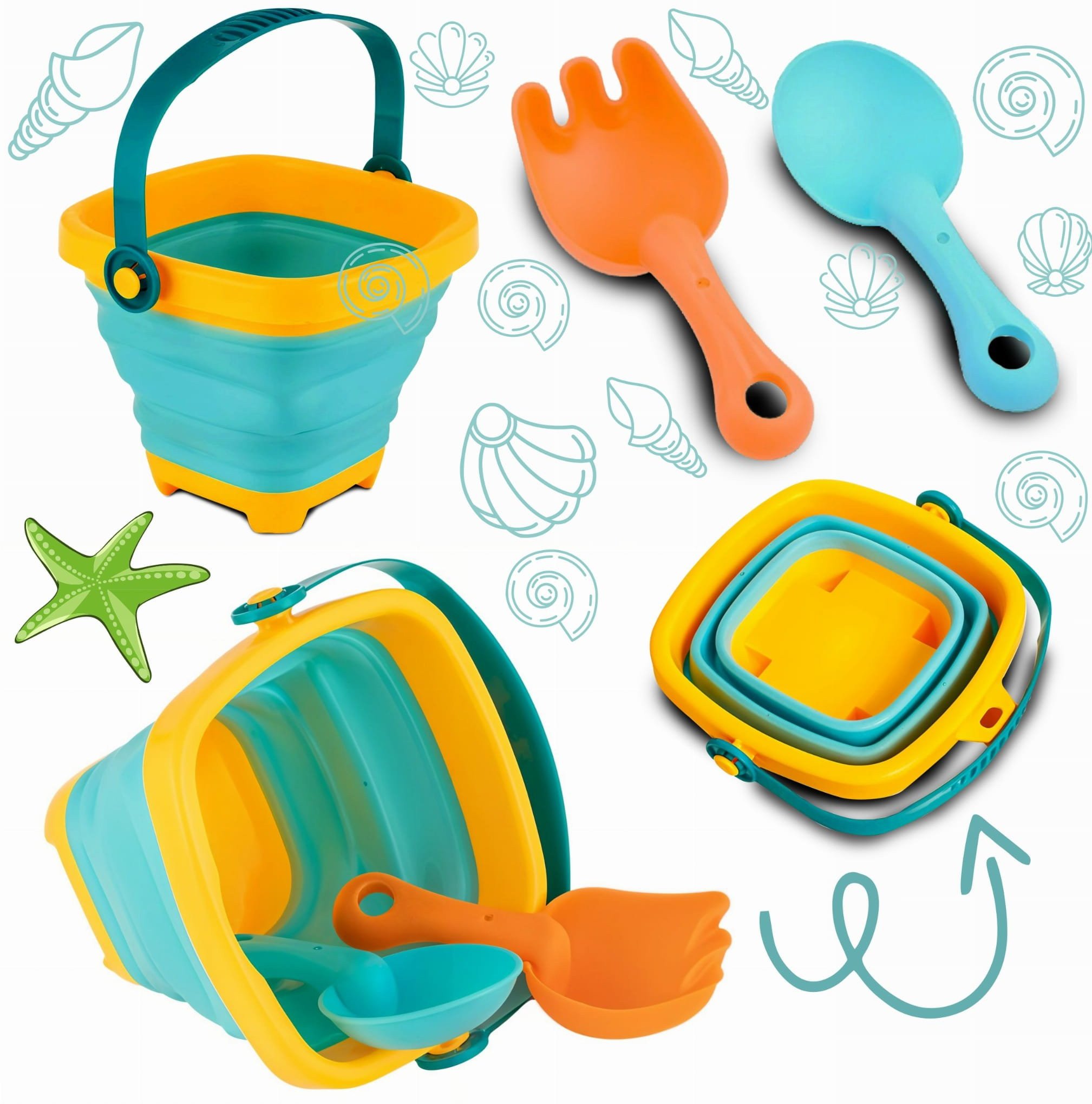 ZABAWKA SKŁADANE WIADERKO I ŁOPATKI