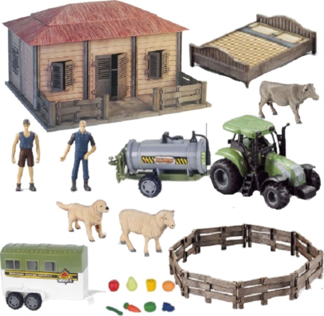 ProNice ZESTAW FARMA DLA DZIECI GOSPODARSTWO 2 ROLNIKÓW ZWIERZĘTA TRAKTOR ZAGRODA