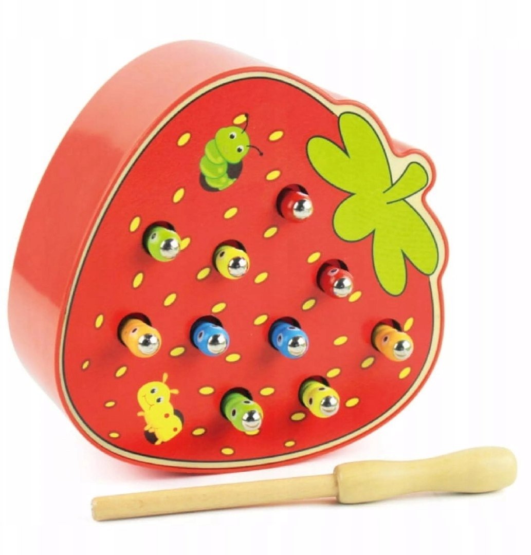 LUXMA Gra Truskawka na Magnes - Złap robaczki Drewniana