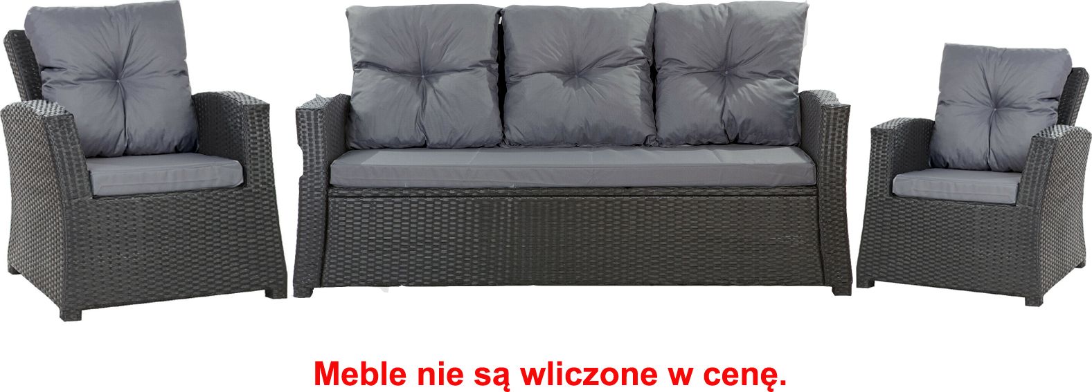 Setgarden Zestaw poduszek na meble ogrodowe rattanowe dla 5 osób rozmiar 168/52