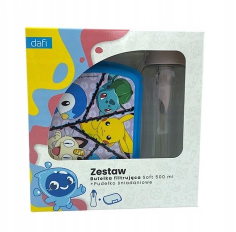 Zestaw Pokemon Butelka filtrująca Dafi Soft 500ml + śniadaniówka