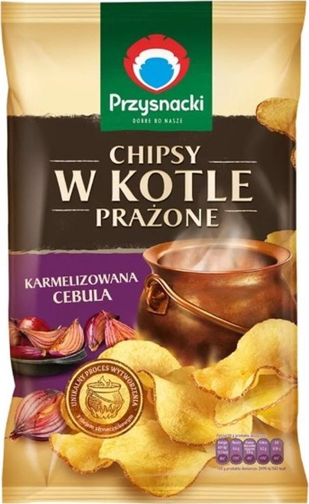 Przysnacki Chipsy w kotle prażone o smaku karmelizowana cebula 125 g