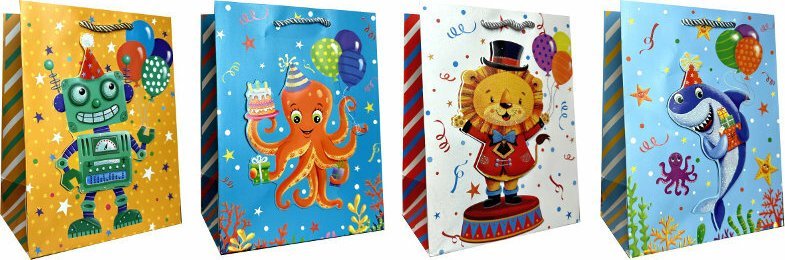 JU-PITER Torebka ozdobna prezentowa dziecięca JP653C 18x23x10cm mix cena za 1 szt