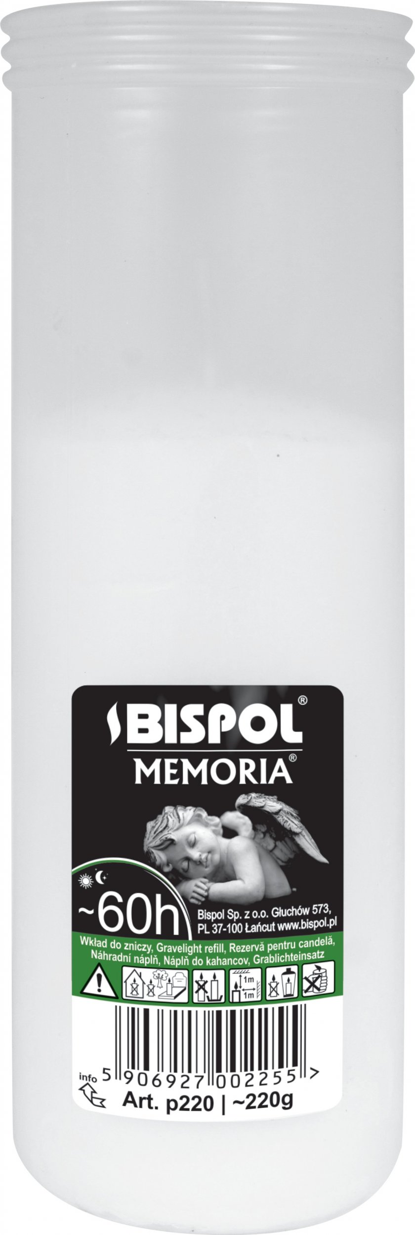 Bispol Wkład do zniczy parafinowy P220 60h 1szt.