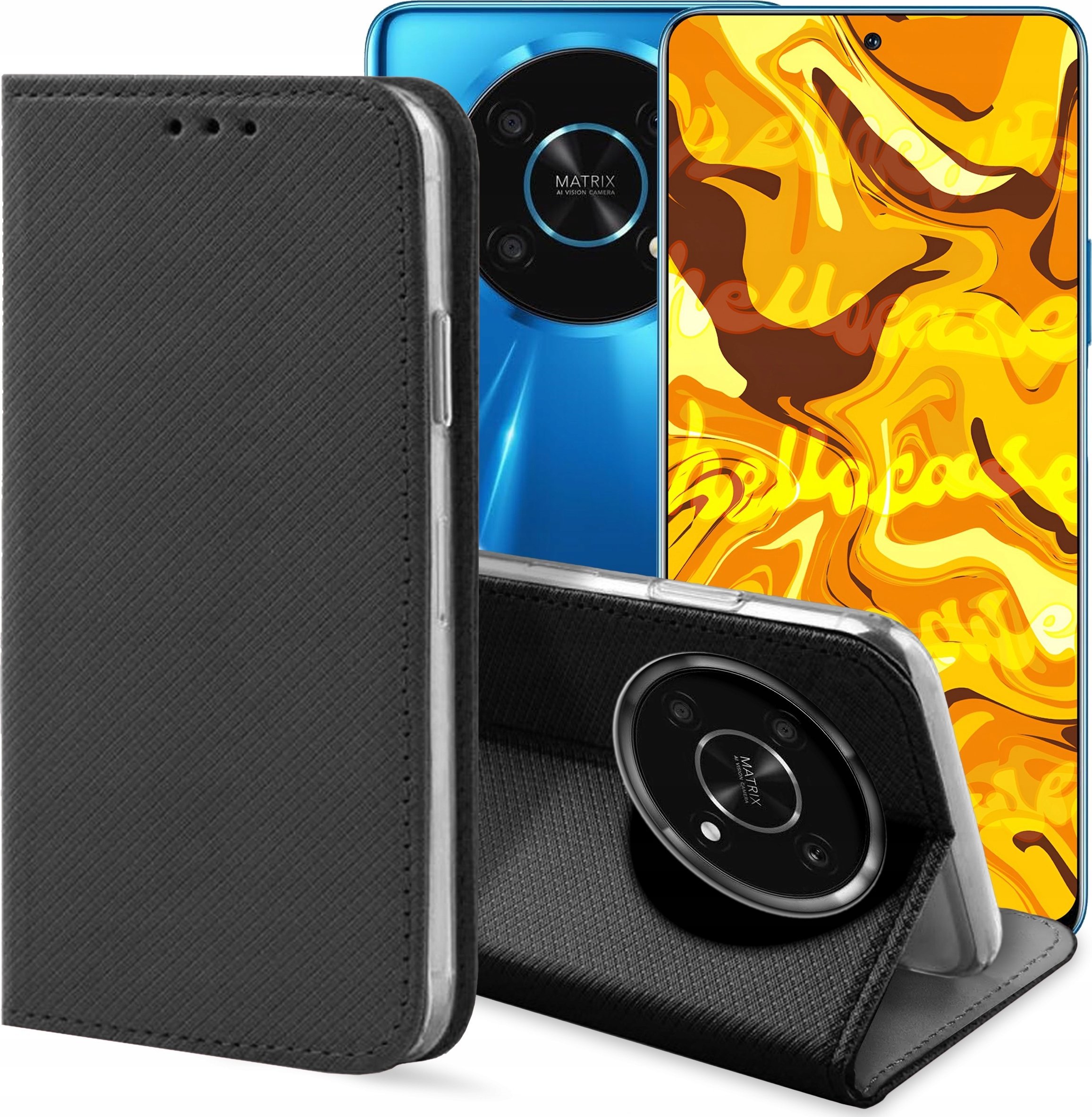 Hello Case ETUI Z KLAPKĄ DO HUAWEI HONOR MAGIC 4 LITE 5G CZARNE ZAMYKANE MAGNETYCZNE