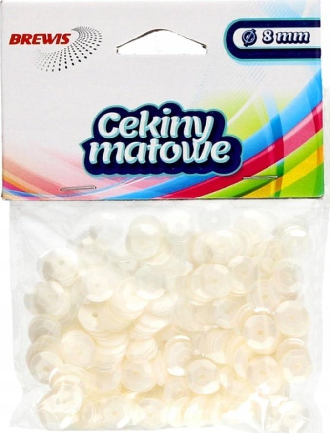 Cekiny 6mm 10g matowe biały